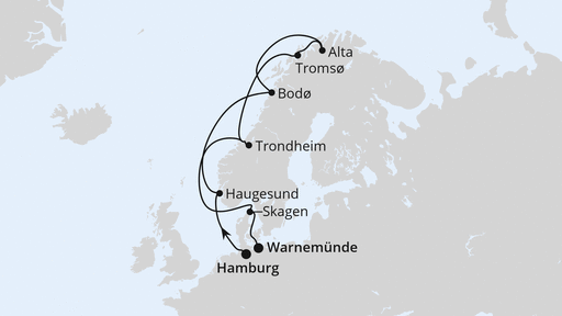 Routenverlauf Winter im hohen Norden von Hamburg nach Warnemünde