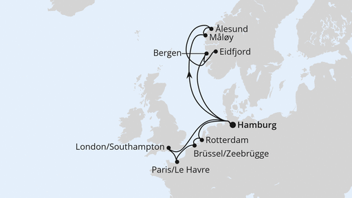 Routenverlauf Metropolen & Norwegen ab Hamburg