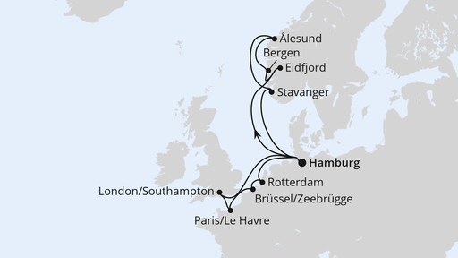 Routenverlauf Metropolen & Norwegen ab Hamburg