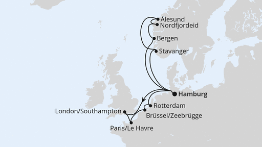 Routenverlauf Metropolen & Norwegen ab Hamburg
