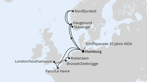 Routenverlauf Metropolen & Norwegen ab Hamburg