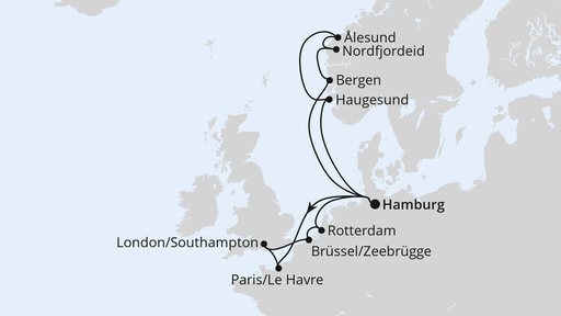 Routenverlauf Metropolen & Norwegen ab Hamburg