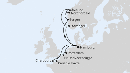 Routenverlauf Metropolen & Norwegen ab Hamburg