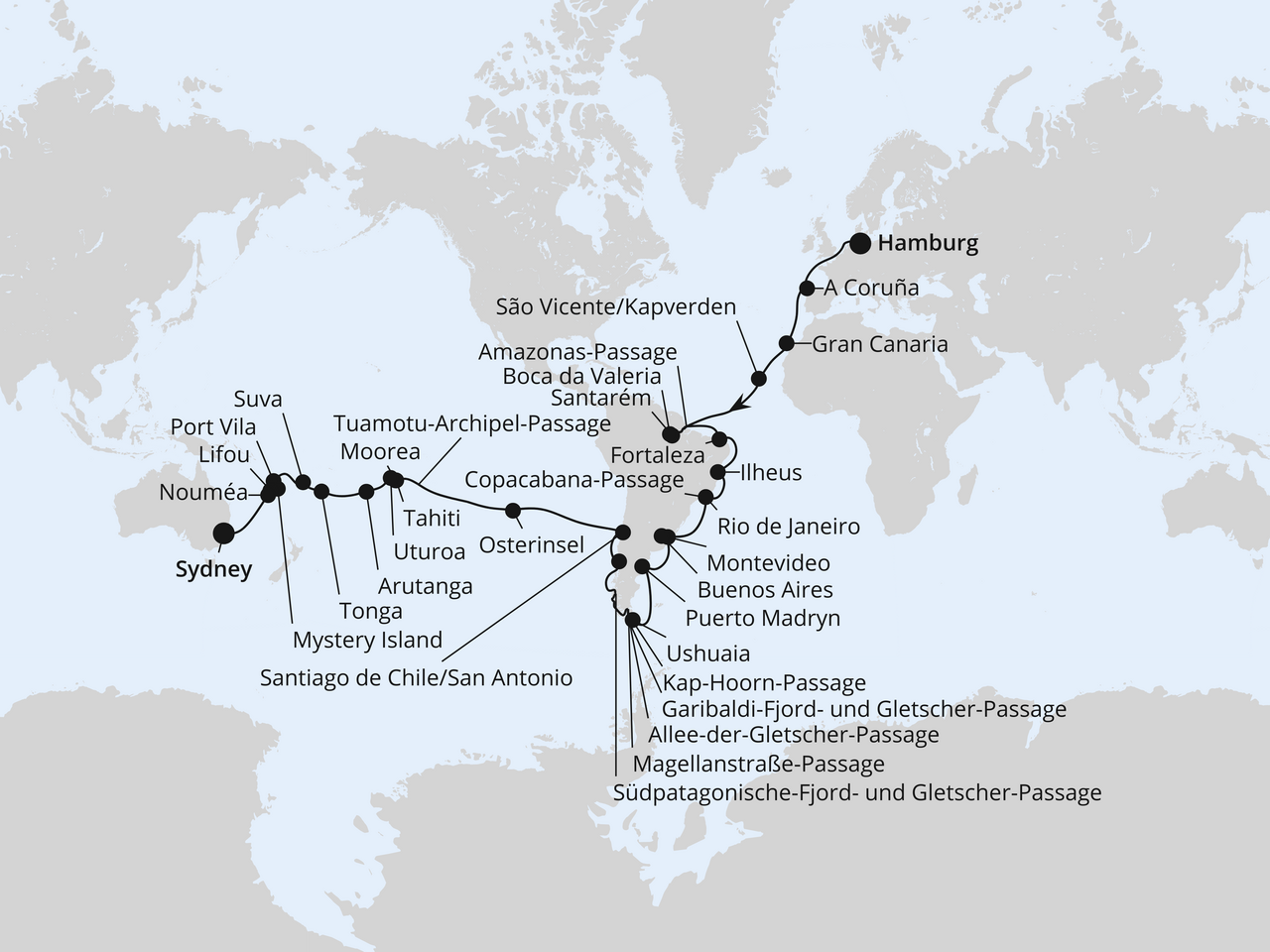 Von Hamburg nach Sydney