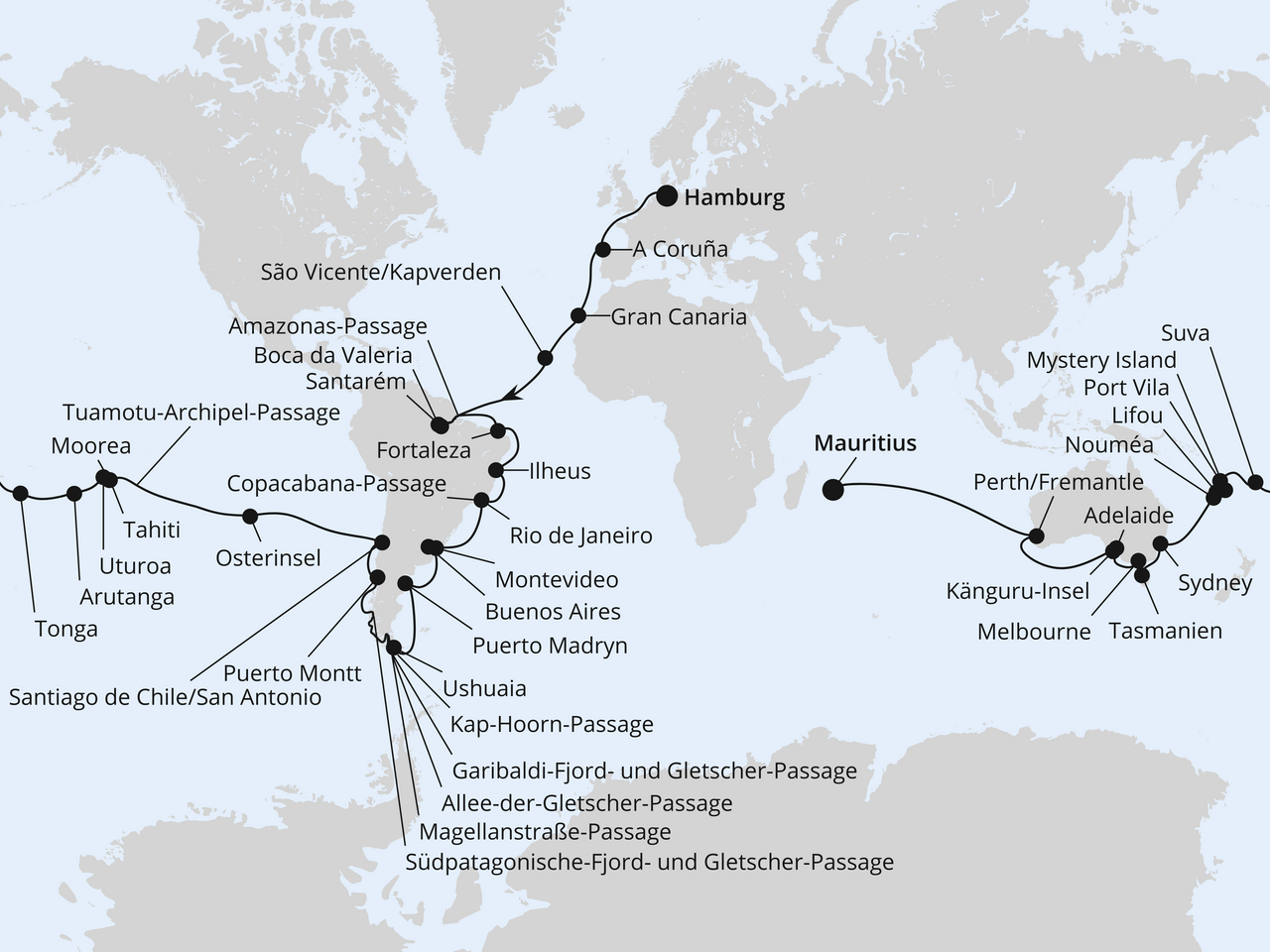 Von Hamburg nach Mauritius