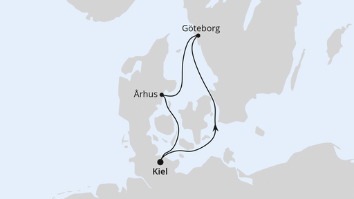 Routenverlauf Kurzreise nach Århus & Göteborg ab Kiel