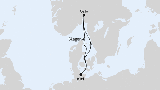 Routenverlauf Kurzreise nach Norwegen & Dänemark ab Kiel 1