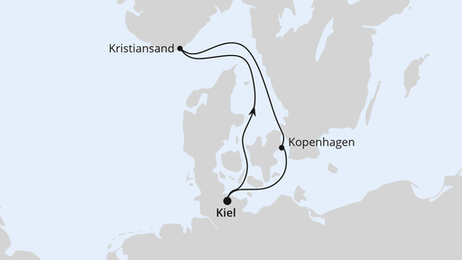 Routenverlauf Kurzreise nach Norwegen & Dänemark ab Kiel 2