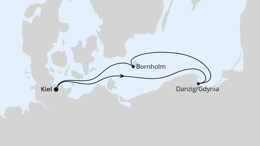 Routenverlauf Kurzreise nach Polen & Dänemark ab Kiel