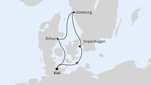 Routenverlauf Kurzreise Schweden & Dänemark ab Kiel
