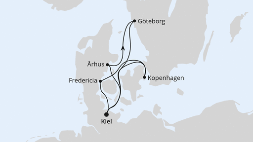 Routenverlauf Dänemark ab Kiel