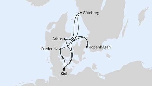 Routenverlauf Dänemark ab Kiel