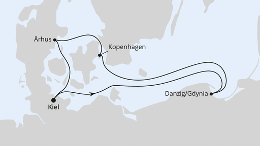 Routenverlauf Schweden, Polen & Dänemark ab Kiel 2