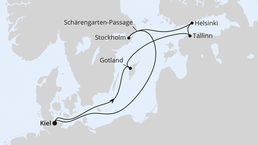 Routengrafik Ostsee ab Kiel
