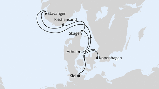 Routenverlauf Skandinavische Highlights ab Kiel 1