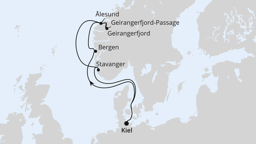 Routenverlauf Norwegens Welterbe ab Kiel 1