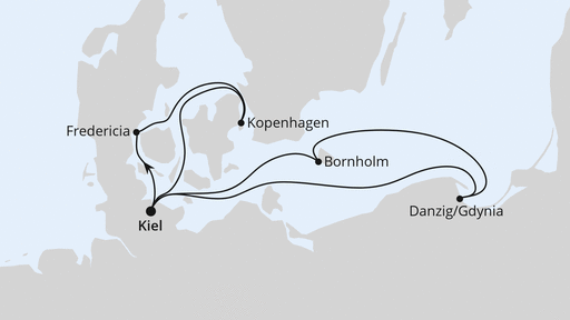 Routenverlauf Polen & Dänemark ab Kiel
