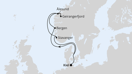 Routenverlauf Norwegens Welterbe ab Kiel 1