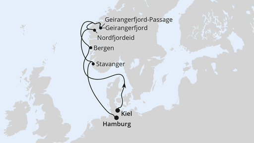 Routenverlauf Norwegens Welterbe von Kiel nach Hamburg