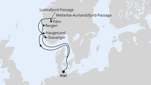 Routenverlauf Norwegens Welterbe ab Kiel 1