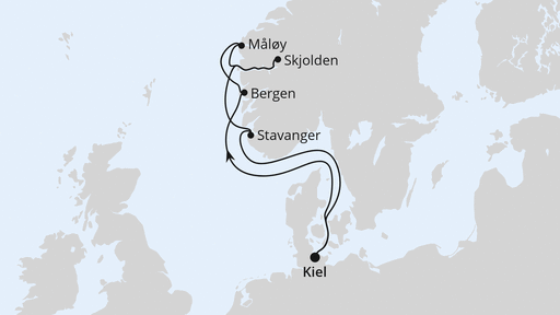 Routenverlauf Norwegens Welterbe ab Kiel 1