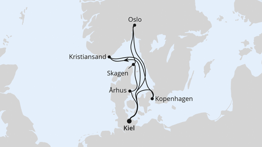 Routenverlauf Skandinavien ab Kiel 2
