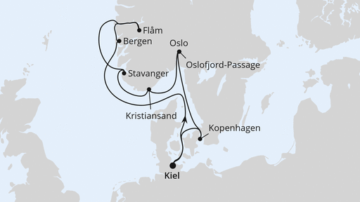 Routenverlauf Winterliches Norwegen ab Kiel