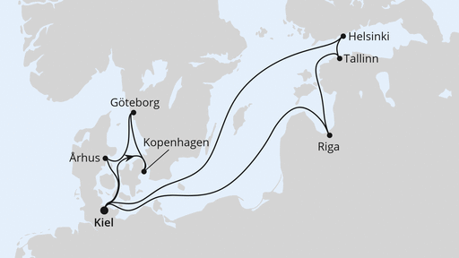 Routenverlauf Weihnachtsreise auf der Ostsee ab Kiel 2