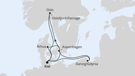 Routenverlauf Silvesterreise nach Skandinavien ab Kiel