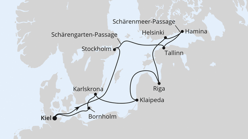 Routenverlauf Schärengärten der Ostsee ab Kiel