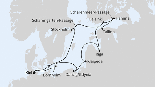 Routenverlauf Schärengärten der Ostsee ab Kiel