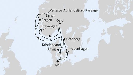 Routenverlauf Skandinavische Highlights ab Kiel 2