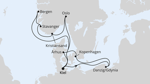 Routenverlauf Ostsee & Norwegen ab Kiel 2