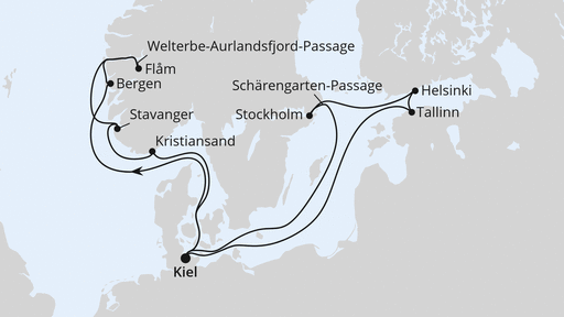 Routenverlauf Ostsee & Norwegens Welterbe ab Kiel 1