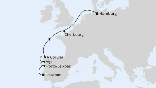 Routenverlauf Von Lissabon über Galicien nach Hamburg