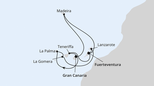 Routenverlauf Große Rundreise Kanaren & Madeira