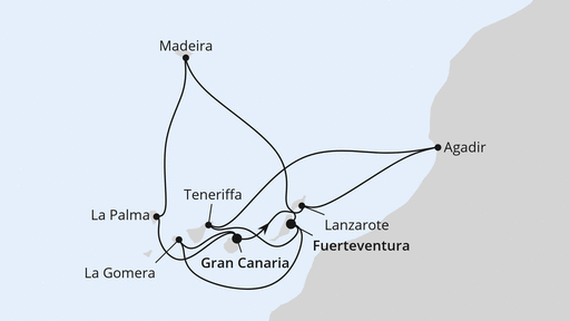 Routenverlauf Kanaren, Madeira & Marokko