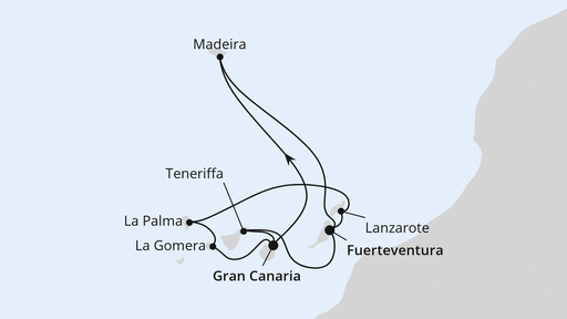 Routenverlauf Große Rundreise Kanaren & Madeira