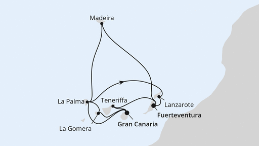Routenverlauf Große Rundreise Kanaren & Madeira