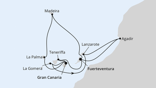 Routenverlauf Kanaren, Madeira & Marokko
