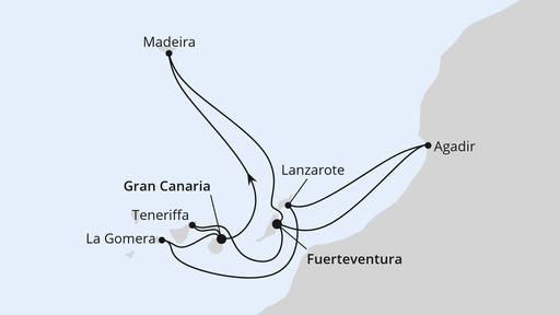 Routenverlauf Kanaren, Madeira & Marokko
