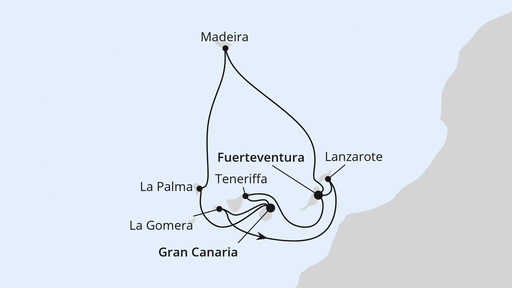 Routengrafik Große Rundreise Kanaren &amp; Madeira