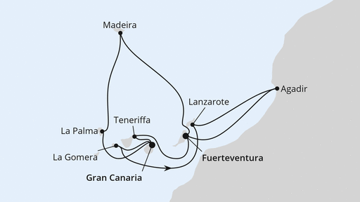 Routenverlauf Kanaren, Madeira & Marokko