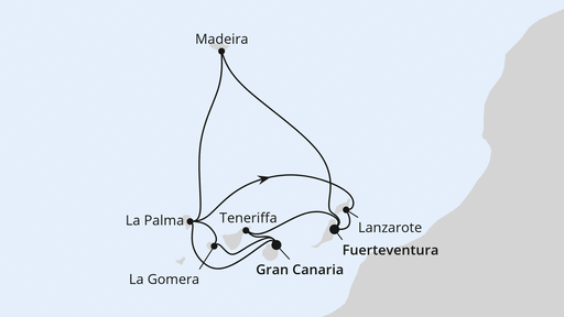 Routenverlauf Große Rundreise Kanaren & Madeira