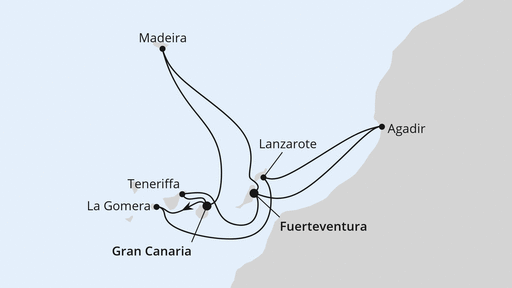 Routenverlauf Kanaren, Madeira & Marokko