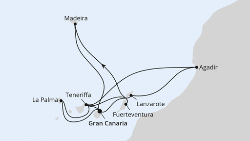 Routenverlauf Kanaren, Madeira & Marokko ab Gran Canaria