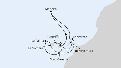 Routenverlauf Große Kanaren-Reise mit La Gomera & Madeira