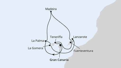 Routenverlauf Große Kanaren-Reise mit La Gomera & Madeira