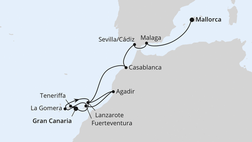 Routenverlauf Kanaren, Marokko & Andalusien ab Gran Canaria 1
