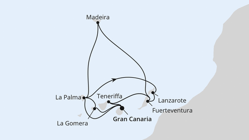 Routenverlauf Große Kanaren-Reise mit La Gomera & Madeira